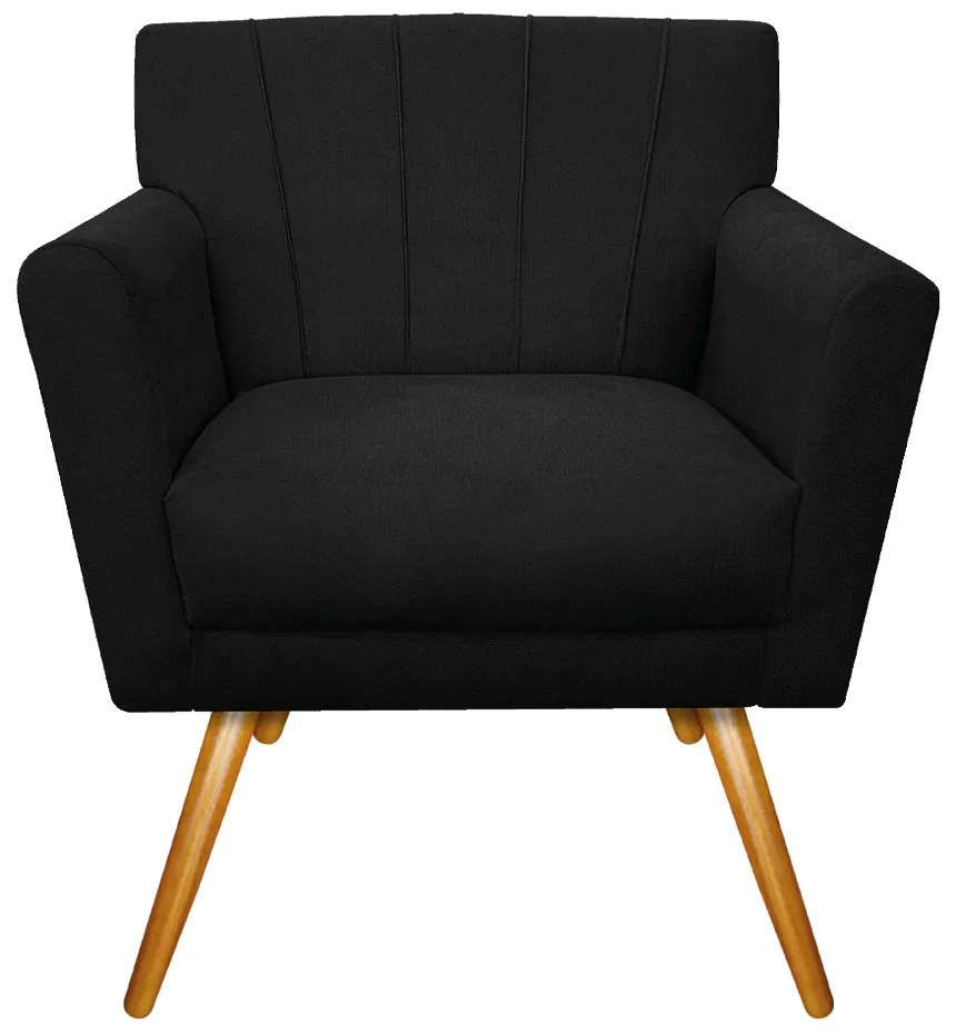 Poltrona Laura Pés Palito Mel Suede Preto - ADJ Decor