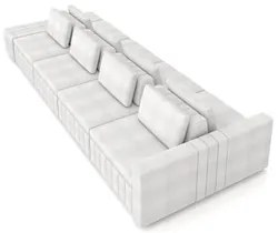 Sofá Ilha e Puff Sala Living 425cm Siesta M22 Boucle Bege Claro - Mpoz