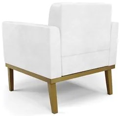 Poltrona Decorativa Base Madeira Castanho Ana Sintético PU Branco - Ib