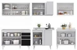 Armário de Cozinha Modulado de Canto 6 Peças CP28 Balcão sem Tampo Bra