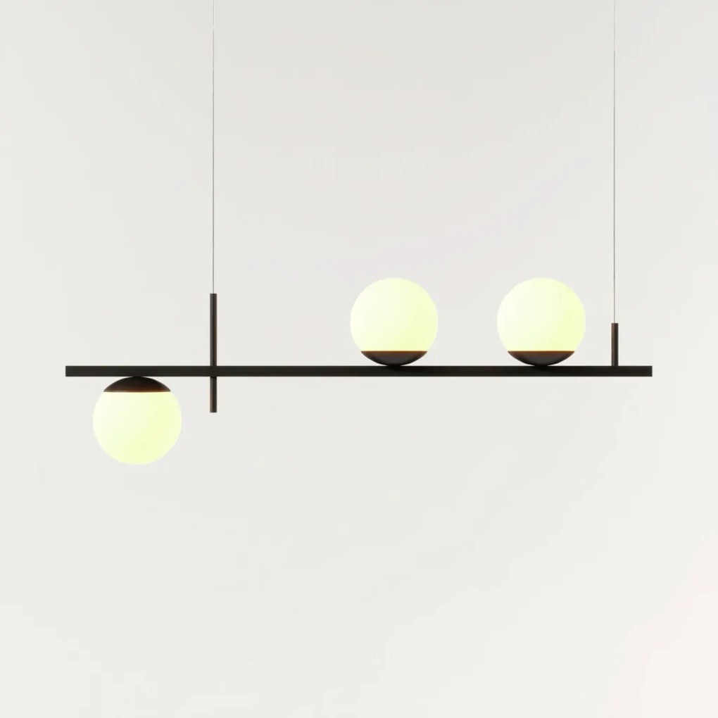 Pendente Three Gud Retângular 26X12X80Cm Alumínio E Globo Ø12Cm Fosco... (COBRE, FOSCO)