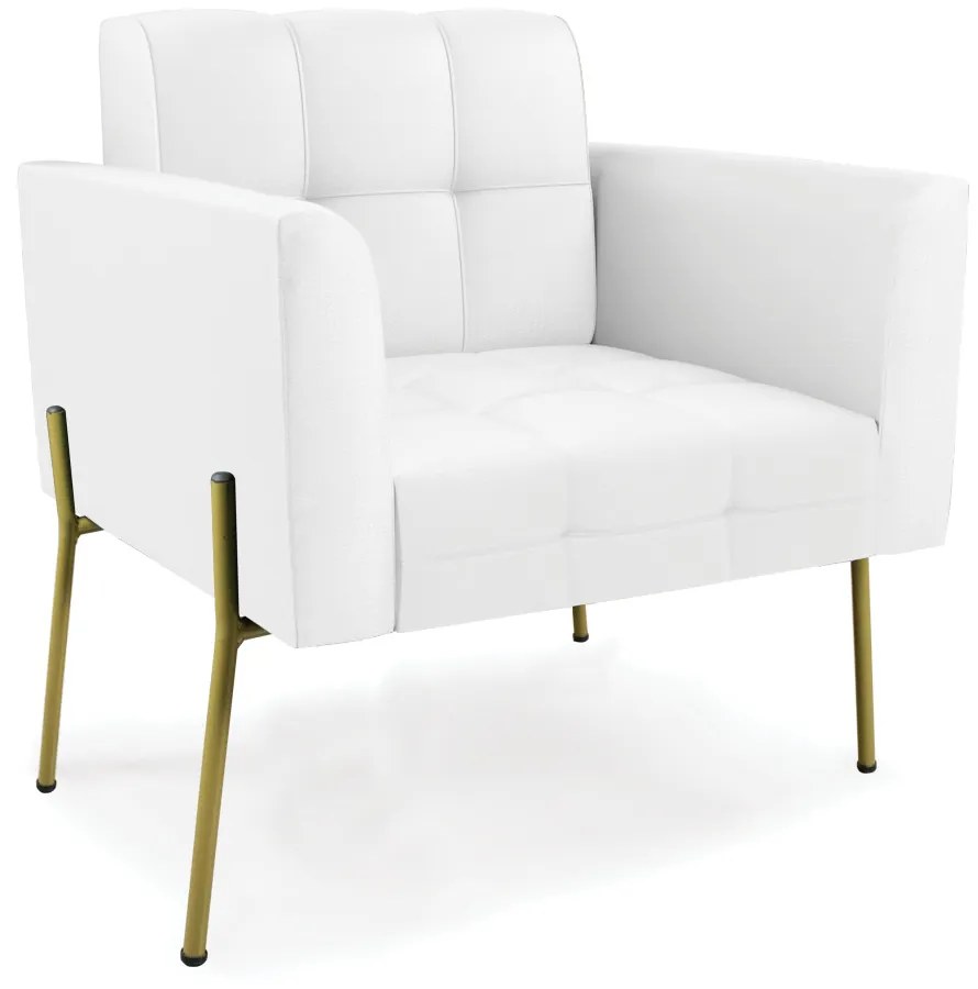 Sofá Namoradeira e Poltrona Base Pé de Ferro Dourado Elisa Corino D03 - D'Rossi - Branco