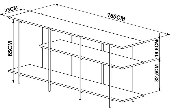 Rack Estante Multifuncional 3 Prateleiras - Vermont Cobre