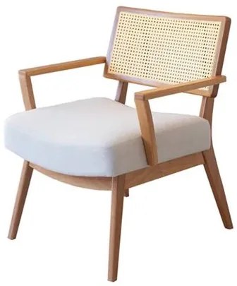 Poltrona Jully Tela Natural Assento cor Machê com Base Amendoa - 68189 Sun House
