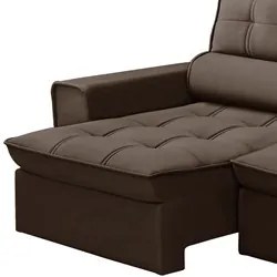 Sofá Retrátil Reclinável 3 Lugares 220cm Blanches F05 Veludo Marrom -