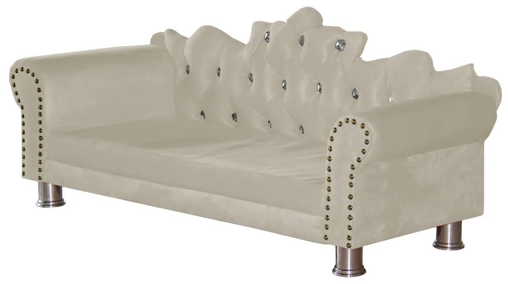 Mini Divã Sofá Realeza Cama Pet para Cães ou Gatos Elegante Suede Bege