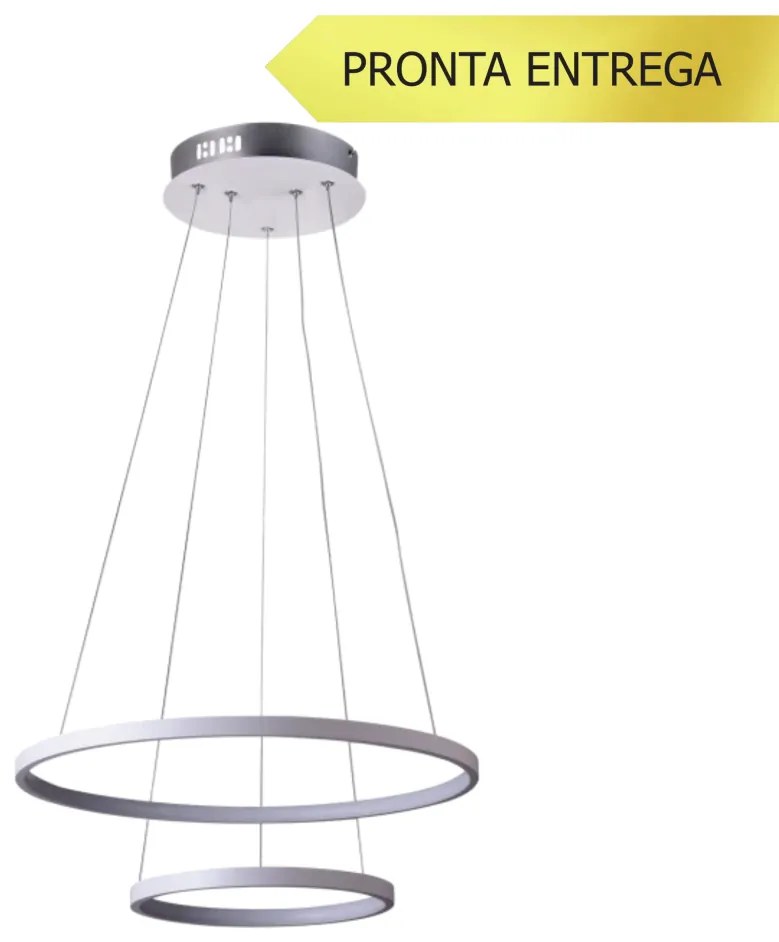 Pendente Orlo Duo Anel Redondo Duplo Ø50Cm Led 40W 3000K Bivolt Branco... (Branco)
