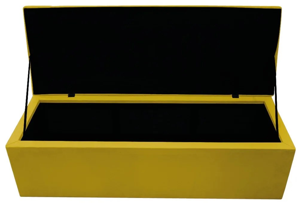 Recamier Baú Estofada Mel 195 cm King Size Com Capitonê Suede Amarelo - ADJ Decor