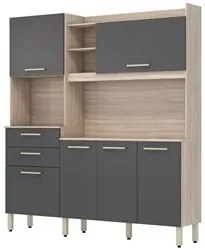 Kit Cozinha Compacta 6 Portas 2 Gavetas Select D02 Avena/Grafito - Mpo