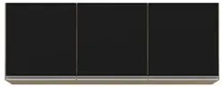 Armário Aéreo de Cozinha 150cm 3 Portas Argélia Castanho/Preto - Lumil