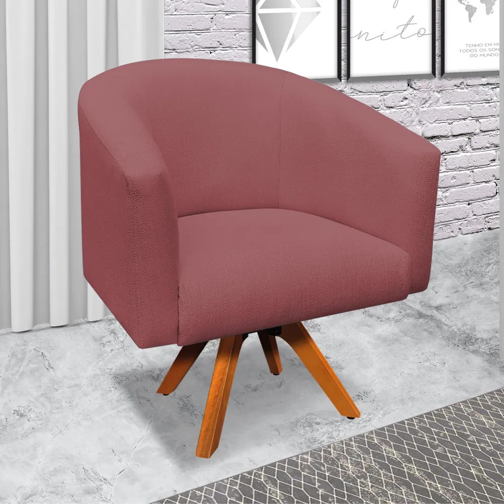 Poltrona Decorativa Giratória MM30 Kit 2 Stella Linho Whisky Rosê D03 - D'Rossi