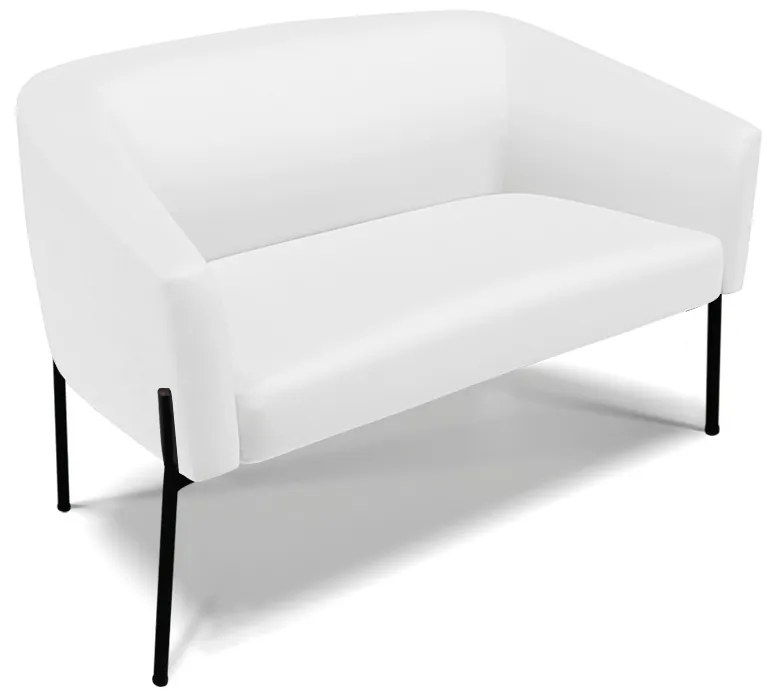 Namoradeira e 2 Poltronas Pé de Ferro Preto Stella Sintético Branco D03 - D'Rossi