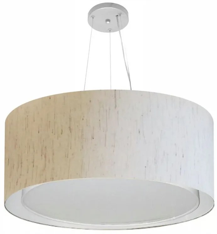 Lustre Pendente Cilíndrico Duplo Vivare Md-4303 Cúpula em Tecido 70x30cm - Bivolt