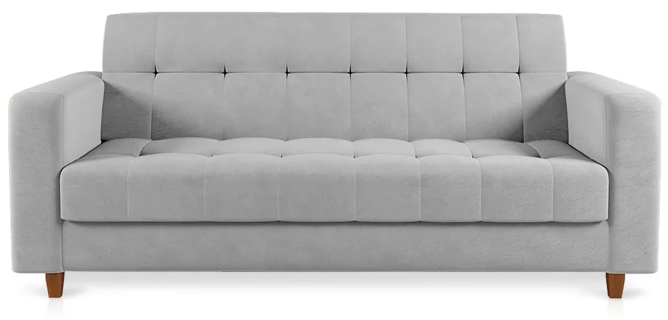 Sofá 03 Lugares Arezzo Suede Pés Chanfrado Castanho D01 - D'Rossi - Cinza
