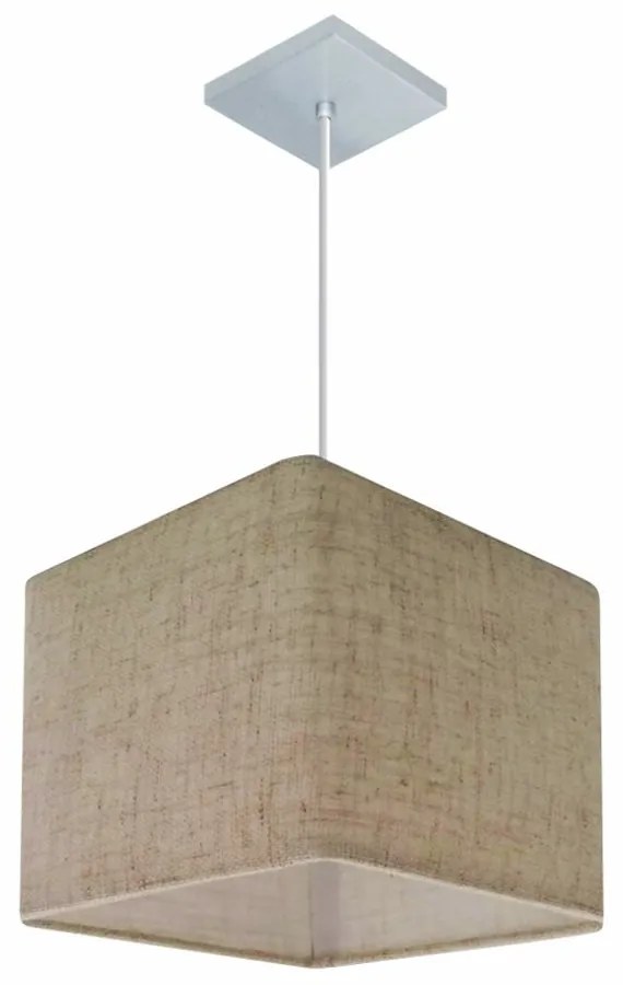 Lustre Pendente Quadrado Md-4058 Cúpula em Tecido 21/25x25cm Rustico Bege - Bivolt