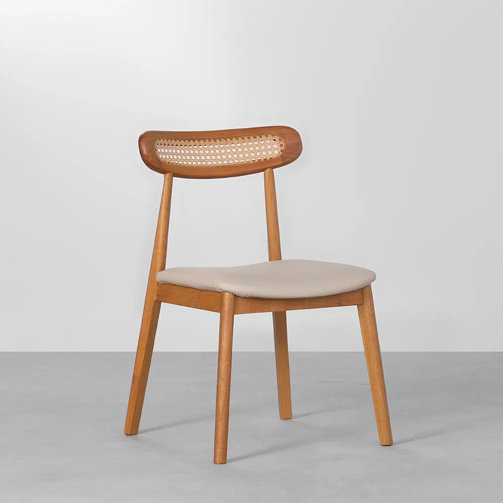 Cadeira Dalí Palha Larga PU - Bege