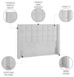 Cabeceira Cama Box Casal 140cm Pisa Z37 Boucle Branco - Mpozenato