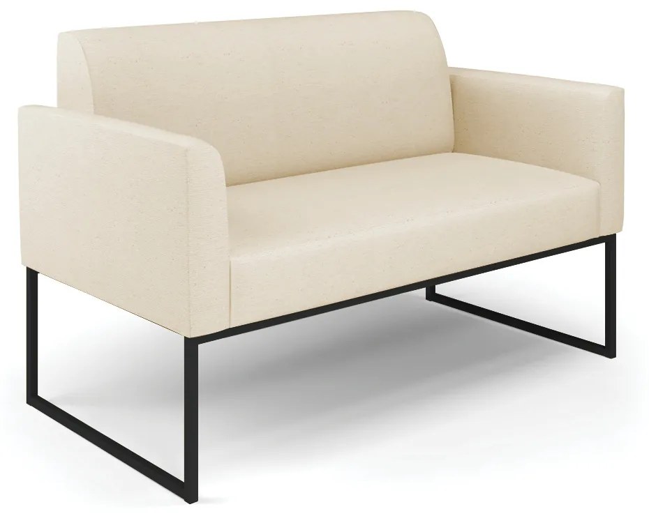 Sofá Namoradeira Base Industrial Preto Marisa Linho - A32 Palha