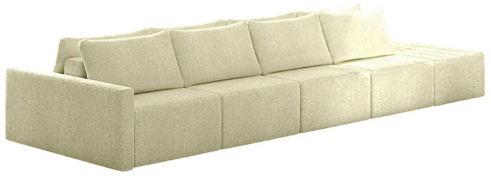 Sofá Ilha Modulado Milos 392cm Puff Lateral Bouclê Off White G33 - Gran Belo