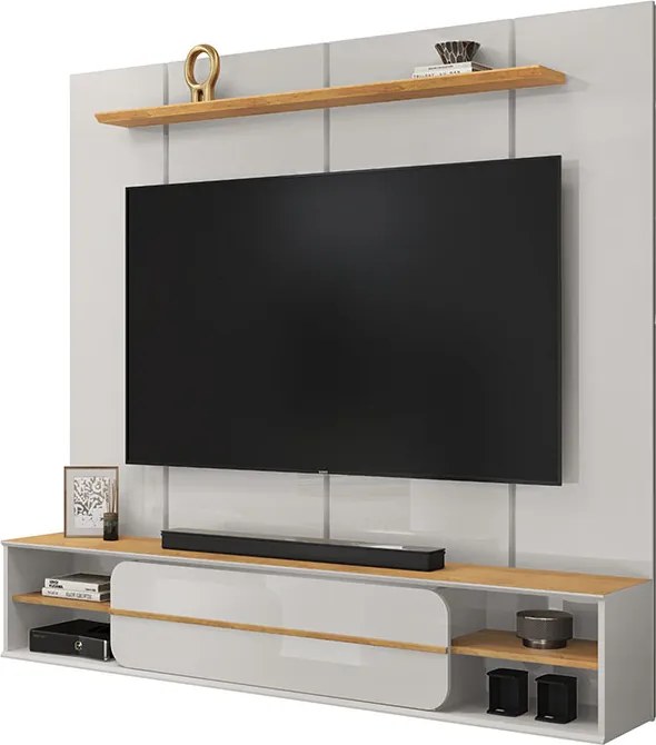 Painel Suspenso Ursula TV 70" Nichos Laterais Bali/Cedro G18 - Gran Belo