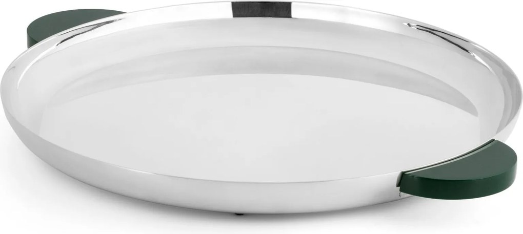 Bandeja Redonda Grande Volupté Prata C/ - Resina Verde  Resina Verde