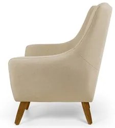 Kit 02 Poltronas Decorativas Juliet Pés de Madeira C-129 Linho Bege Es