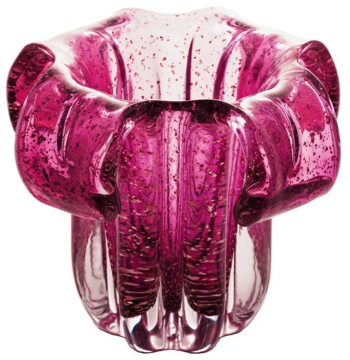 Vaso Vidro Italy Rosa E Dourado 15cm X 16cm 29212 Wolff