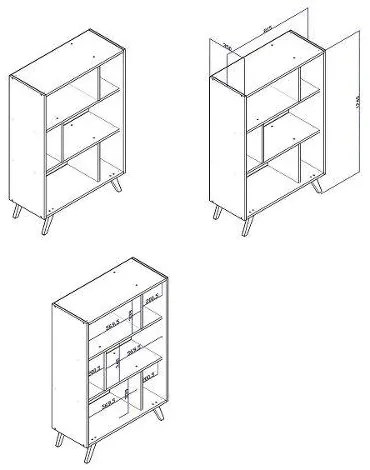 Estante Para Livros Com Nichos Retrô Rt 3015 - Preto