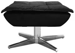 Poltrona Decorativa Base Giratória Cromada com Puff Opla Suede Preto -