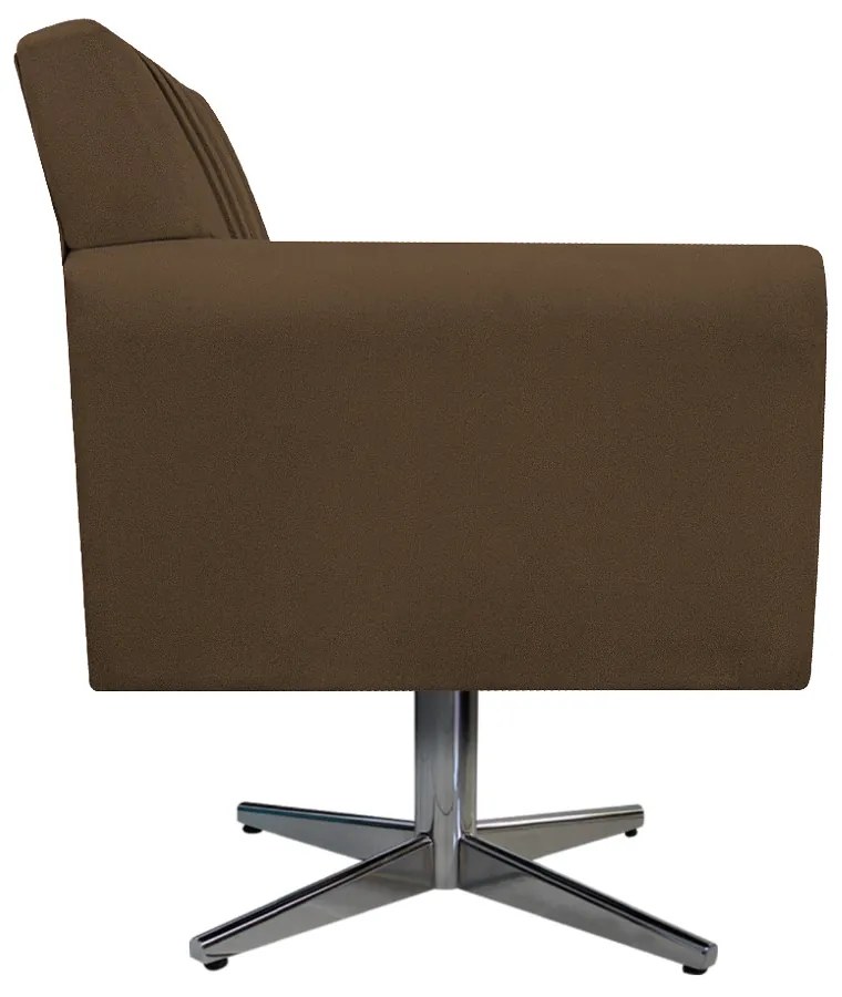 Poltrona Laura Base Giratória de Metal Suede Marrom - ADJ Decor