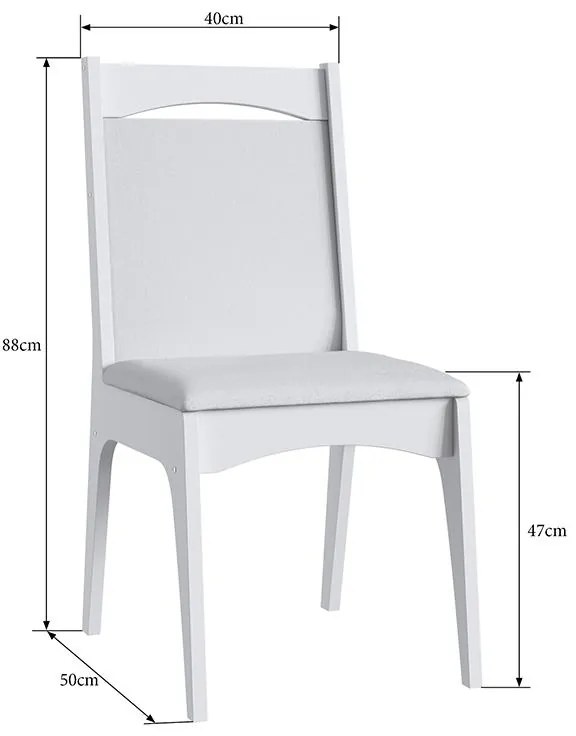 Conjunto 2 Cadeiras Mdf Estofada Travessa Tecido Corano- Branco