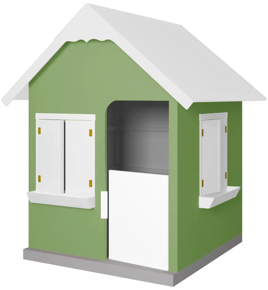 Casinha De Brinquedo Com Floreiros MDF Verde/Branco L12 - Gran Belo