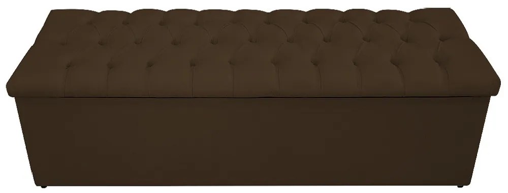Recamier Baú Estofada Mel 160 cm Queen Size Com Capitonê Suede Marrom - ADJ Decor