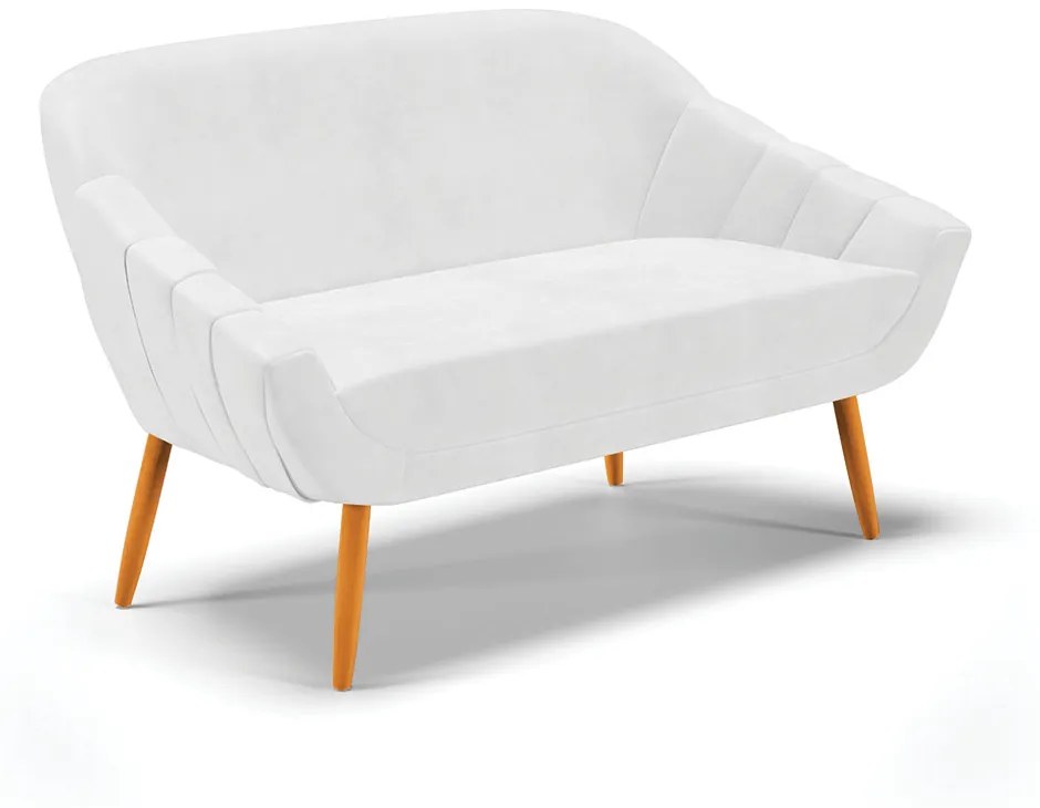 Kit 01 Namoradeira 02 Lugares e 02 Poltronas Giovana Corano Pés Palito Castanho - D'Rossi - Branco
