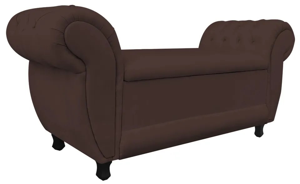 Recamier com Baú Grécia Namoradeira Calçadeira 195 cm  Suede Marrom D'Rossi
