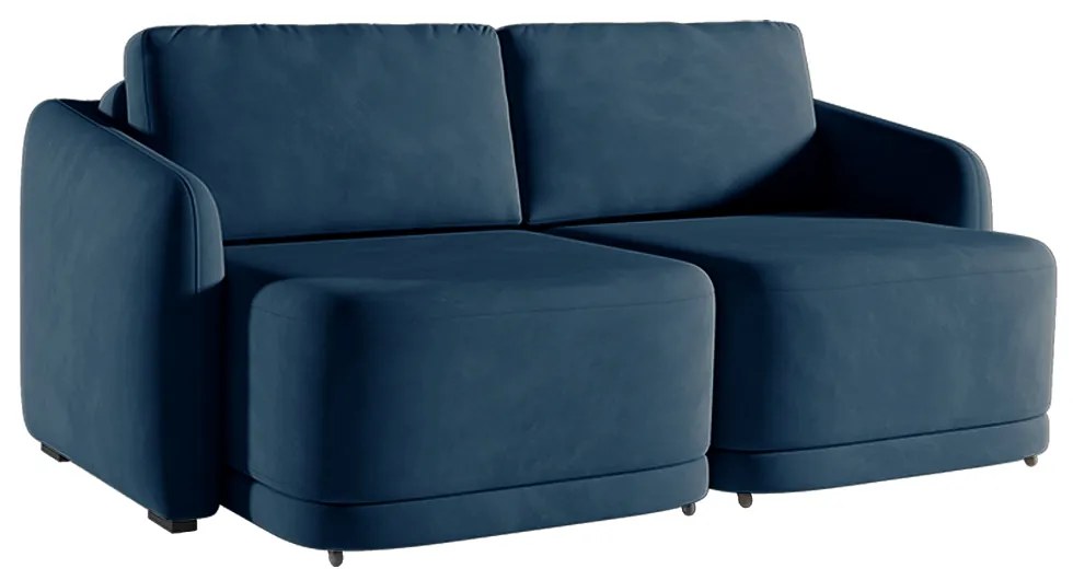 Sofá Cama Modulado Retrátil e Reclinável Decorativo Varsóvia 216cm Veludo Azul Marinho G33 - Gran Belo