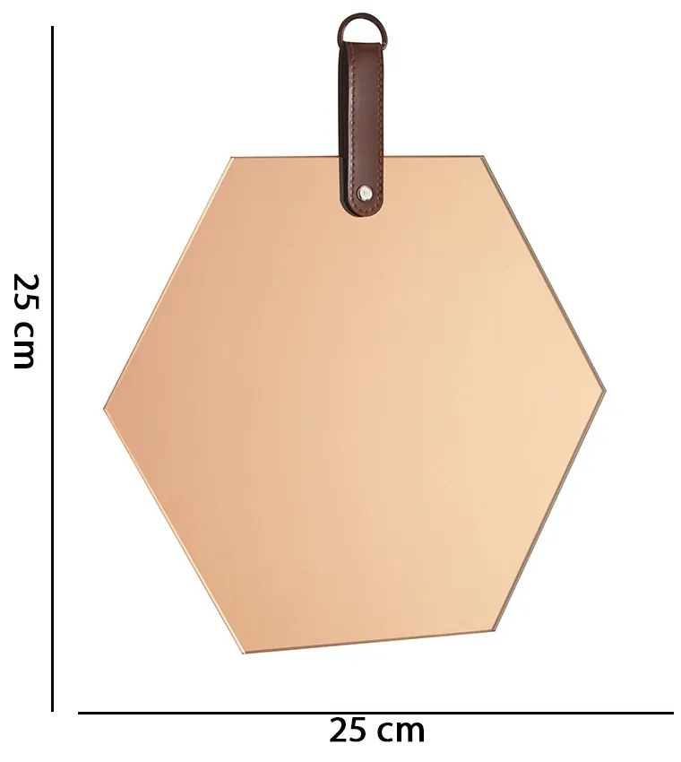 Espelho Hexágono em Vidro Cobre 25x25 cm - D'Rossi
