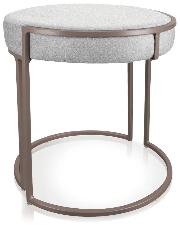 Puff Redondo Base Industrial Cobre Love Suede D03 - D'Rossi - Cinza