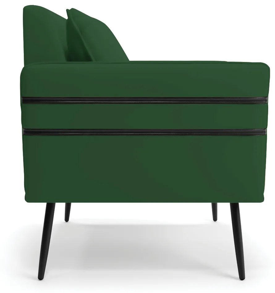 Kit 02 Poltronas Mari Veludo Verde Pés Palito de Ferro Preto - D'Rossi