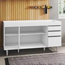 Balcão Gabinete para pia sem Tampo 150cm Marrocos Branco - Lumil
