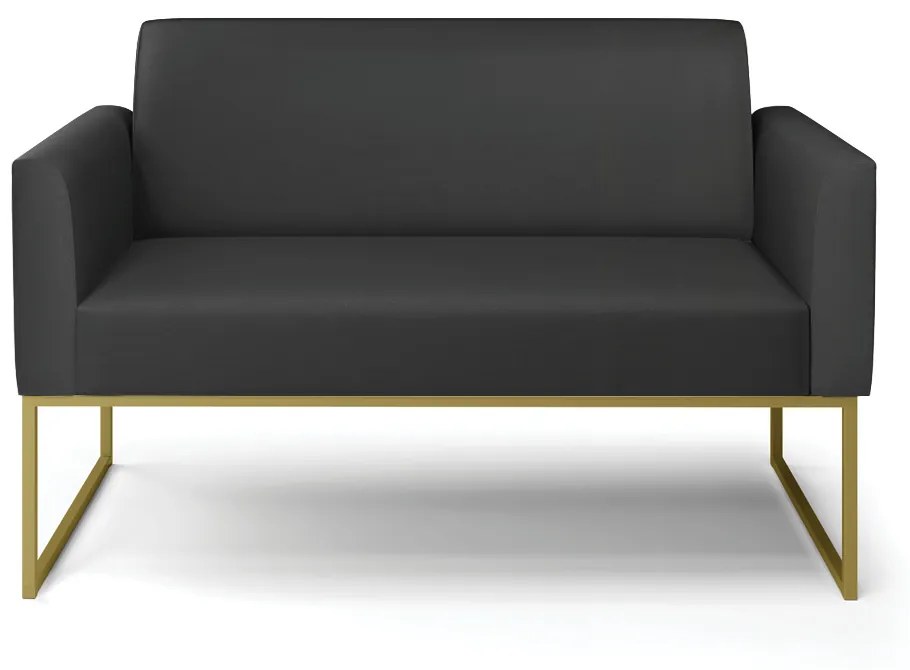 Sofá Namoradeira Base Industrial Dourado Marisa Corino D03 - D'Rossi - Preto
