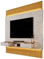 Painel Para TV 85 Pol Canelado Extensível Piso ao Teto D04 Quartzo/Ced