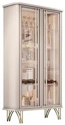 Balcão Buffet Piacente Com Cristaleira Alvora H01 Off White - Mpozenat