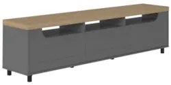 Rack Tv 75 Pol 200cm com 2 Portas Abel Carvalho/Grafite A09 - Mpozenat