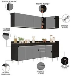 Armário de Cozinha Modulado de Canto Esquerdo 4 Peças CP50 Balcão com