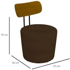 Kit 2 Poltronas Decorativas Redondas 53cm Le Moon Z32 Veludo Marrom -