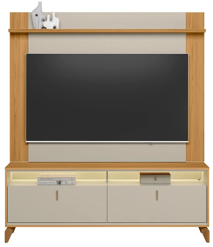 Conjunto Painel Extensível Rack 160cm LED Tremonti/Duarte TV até 55 Tauari/Off White G77 - Gran Belo