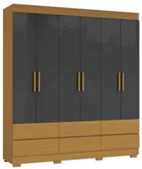 Guarda Roupa Casal 187cm 6 Portas Vilo Cinamomo/Grafite A15 - Mpozenat