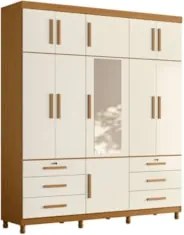 Guarda Roupa Casal 201cm 11 Portas Thony A02 Off/Cinamomo   - Mpozenat