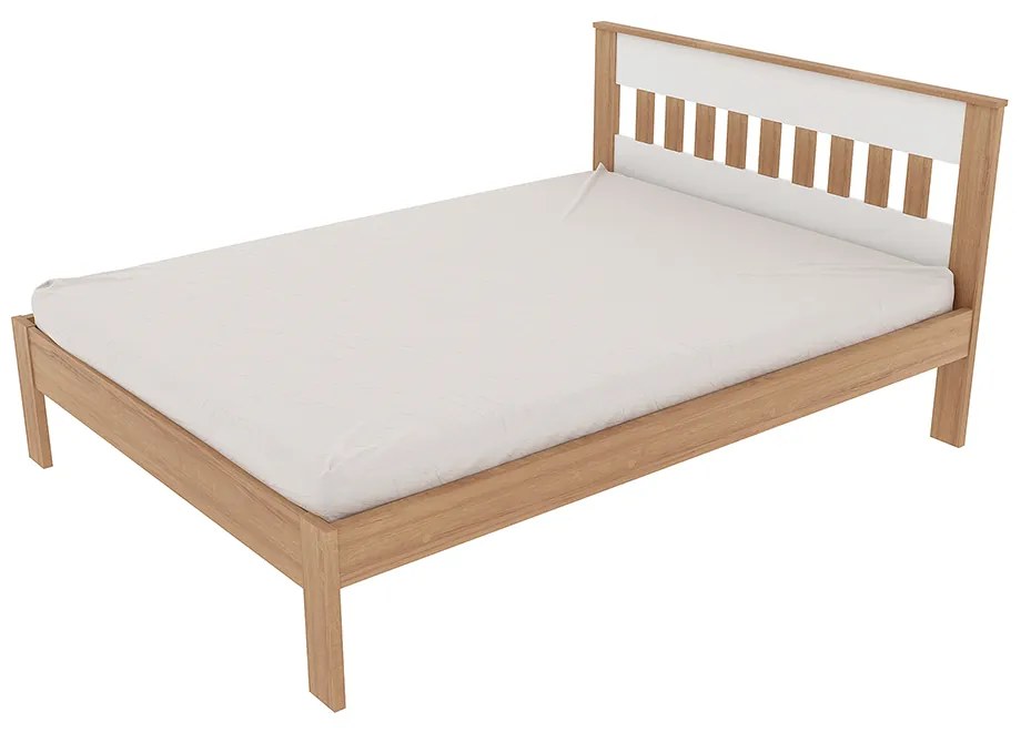 Cama de casal MDP CM8007 Amendoa/Branco G69 - Gran Belo